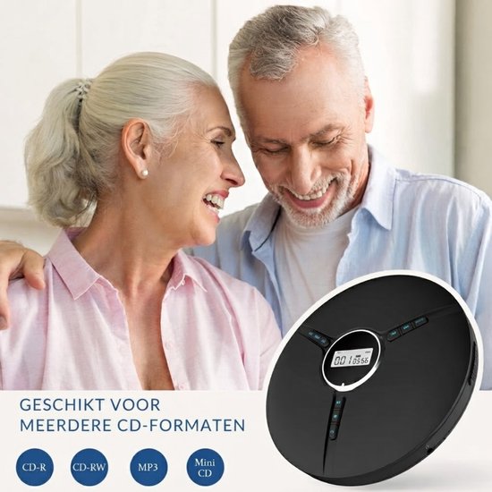 Lìon® CD Speler Draagbare - MP3 - CD Speler - Draagbare Bluetooth CD Speler - Zwart - 14cm x 14cm x 3cm van lion — afbeelding 4