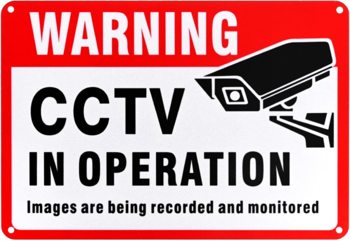 METERXITY 1-pack CCTV in bedieningsbord, 25 x 17 cm CCTV audio-opnamebord, aluminium waarschuwingsbord, reflecterende UV-bescherming, beveiligingscamerabeld voor CCTV binnen en buiten