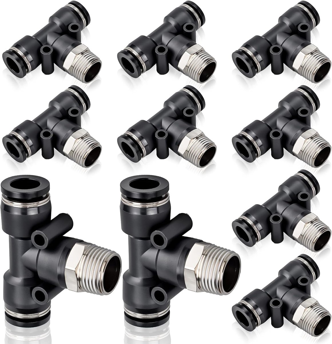 10 stuks mannelijke aftakking 6mm Inch buis OD x 3/8 Inch BSP Schroefdraad Push to Connect Fittings PB-6-03