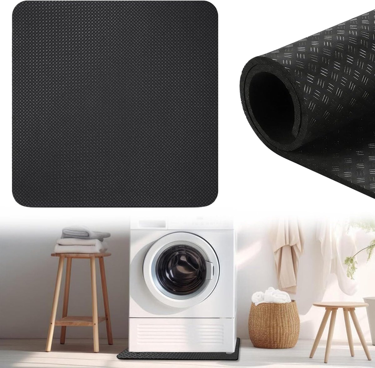 60x60cm, Antislipmat van Siliconen 5mm, Wasmachine, Droger, Koelkast, Fitnessapparatuur, Waterdicht, Op maat knipbaar, Vloerbescherming