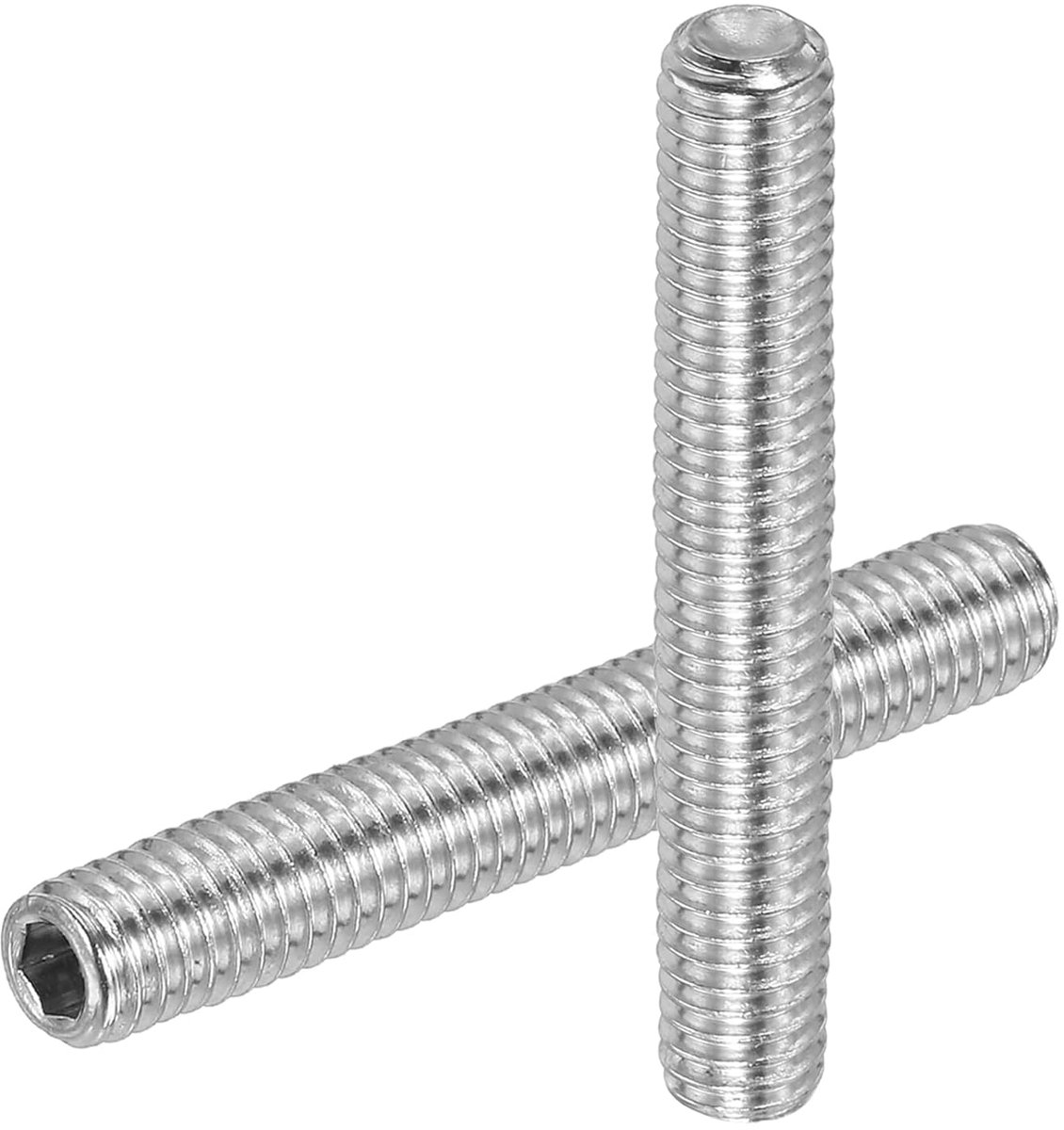 6 stuks madenschroeven M6 x 50 mm, 304 roestvrij staal madenschroeven set voor deurklinkhouder, meubellampen, waterkraan, reparaties, zilveren binnenzeskant schroefdraadpennen, schroevenset