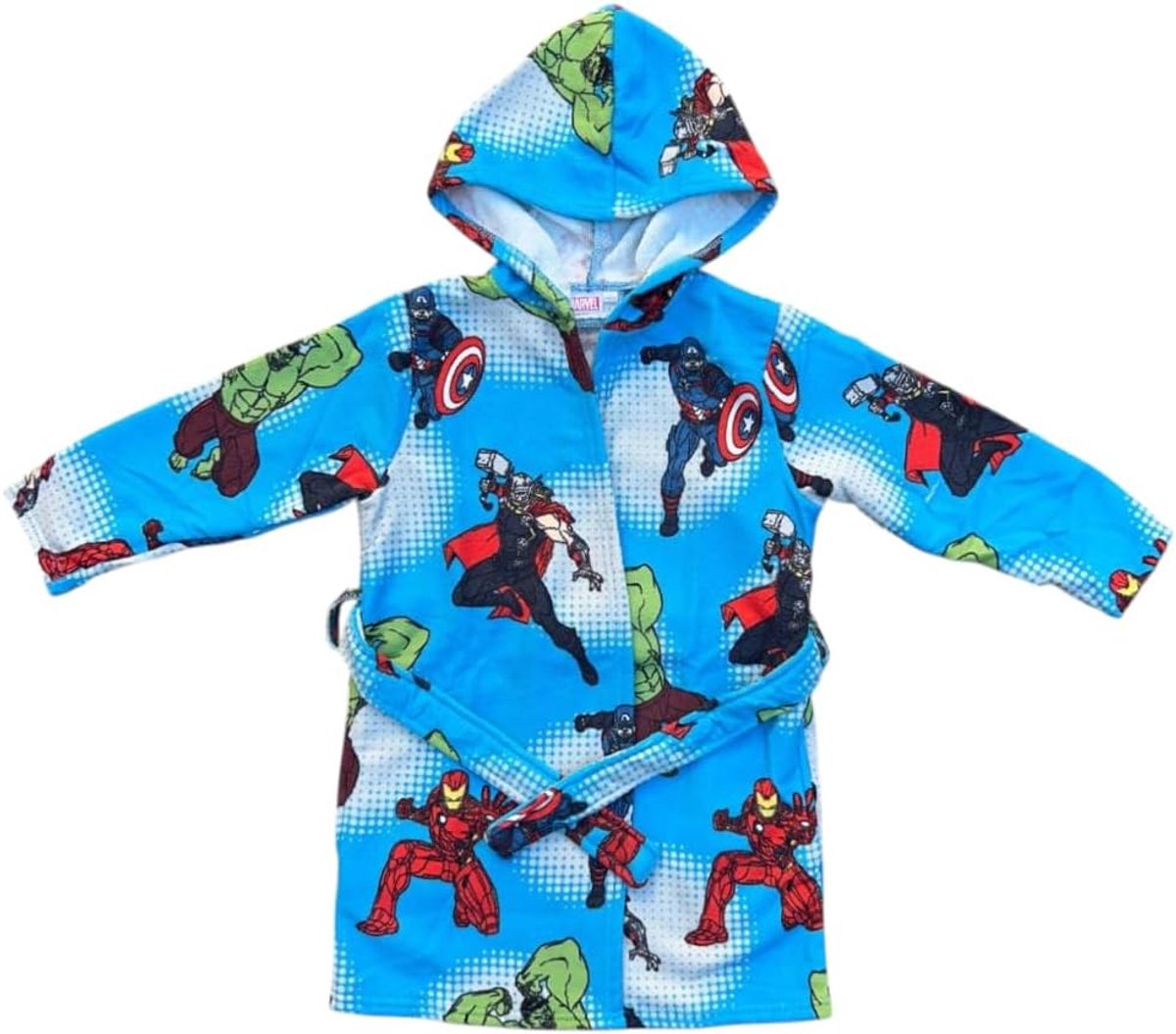 Avengers Kinderbadjas van microvezel, 100% polyester, met capuchon en zakken, sneldrogend, ideaal voor badkamer, zwembad, zee