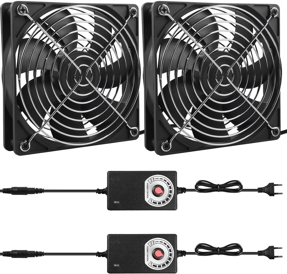 2 stuks, 120 mm, 12 V, pc-ventilator met snelheidscontrole, AC220V ventilator, dubbele kogellagers, axiale ventilator, stil, voor pc, laptop, router, tv, radio
