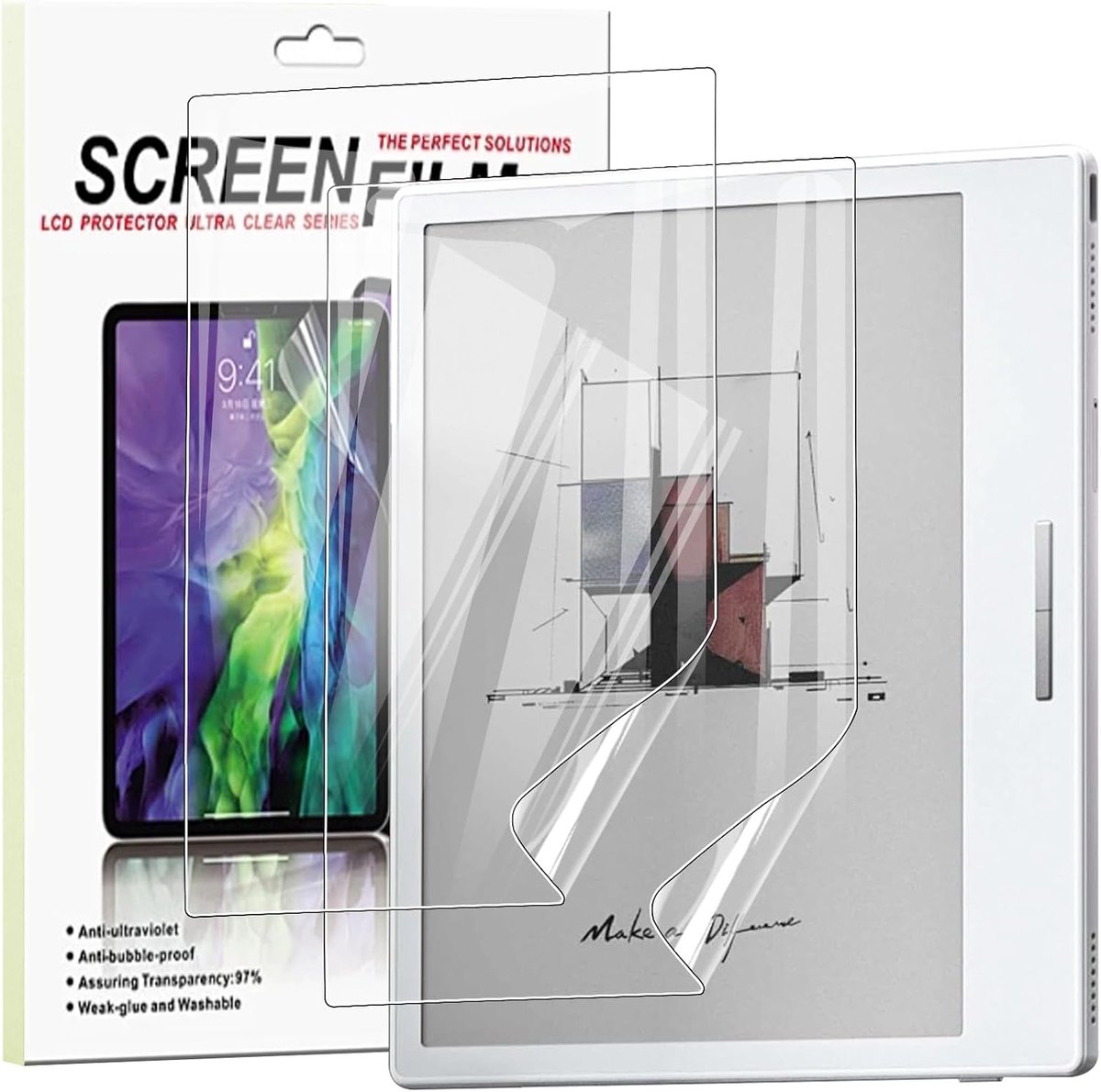Displaybeschermfolie voor Boox Go Color 7 Gen 2/Go Color 7 (7 inch), hoge resolutie [krasbestendig], zachte PET-transparante displaybeschermfolie, 2 stuks