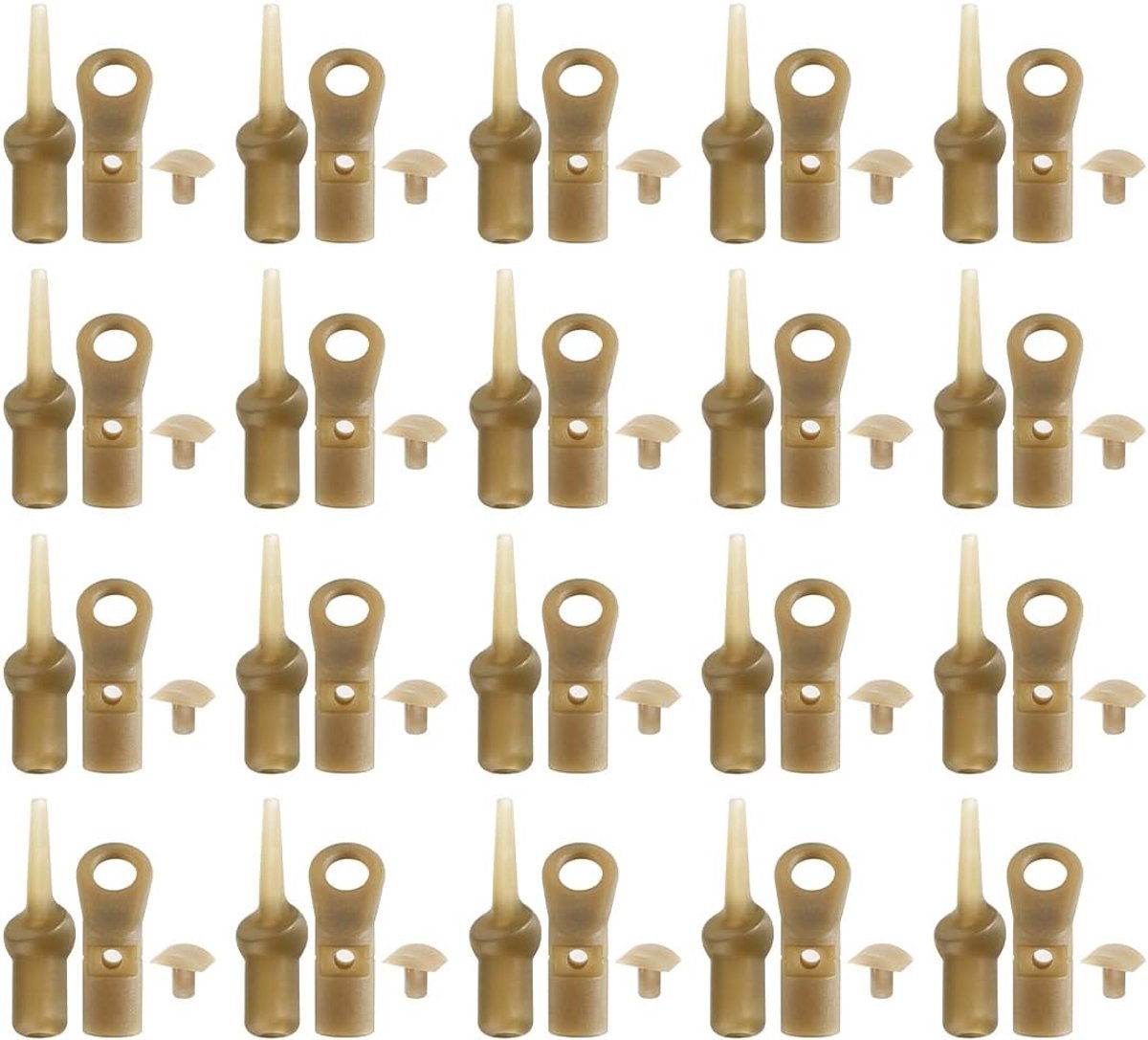 20 sets karper hoekige runringset – hoofdlijnmontage voor rivieren/meren (20 kralen, bufferkralen, pinnen)
