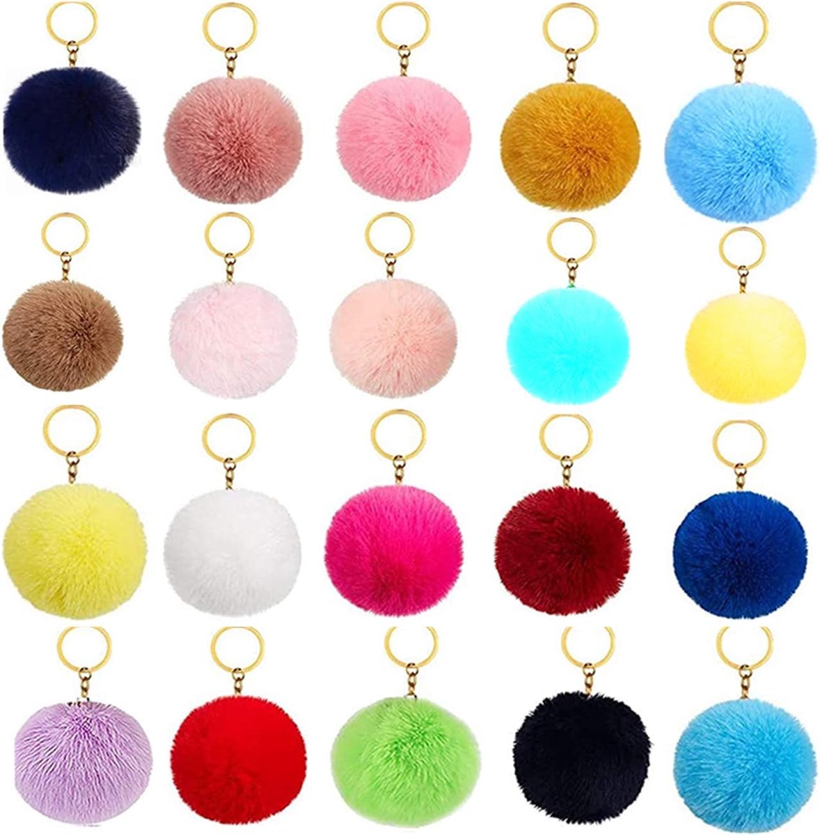 20 stuks sleutelhangers 8 cm pompon sleutelhangers meerkleurige pompon pluizige sleutelhanger vrouwen voor handtas verjaardagsfeest cadeau