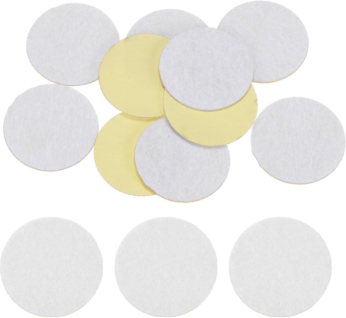 10 stuks ronde zelfklevende viltcirkels, 30 mm, voorgesneden vilten stickers van vliesstof voor doe-het-zelf naai- en knutselprojecten, wit