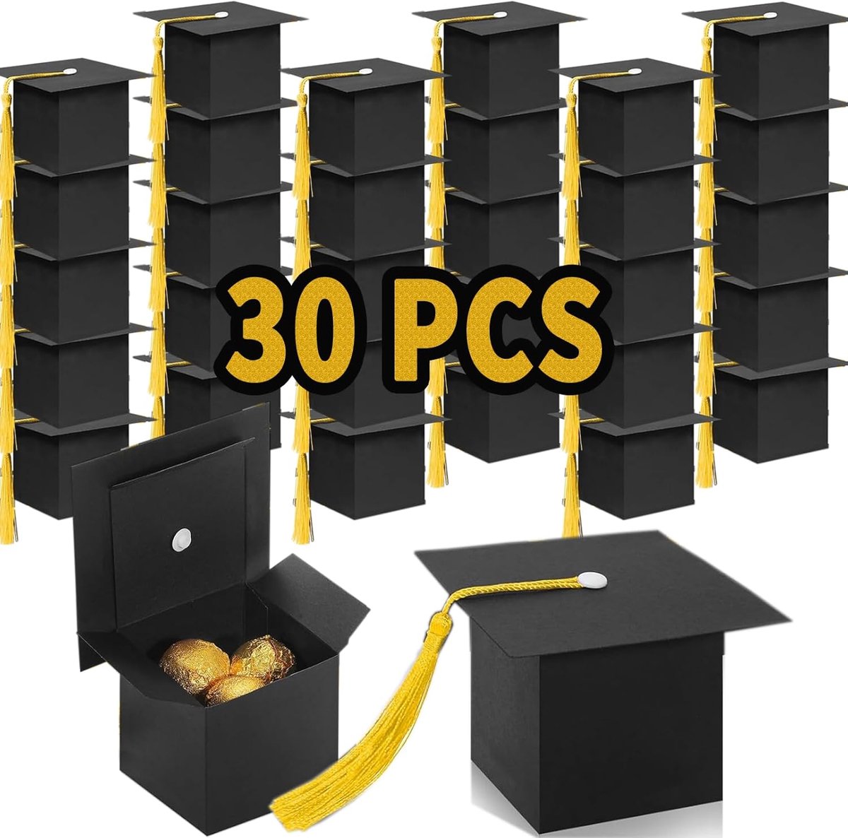 Afstuderen geschenkdozen - 30 stuks elegante geschenkdozen in de vorm van een hoed voor studenten, afstudeerfeest, decoratie en kinderdagverblijf, geschenken voor afstuderen, school of