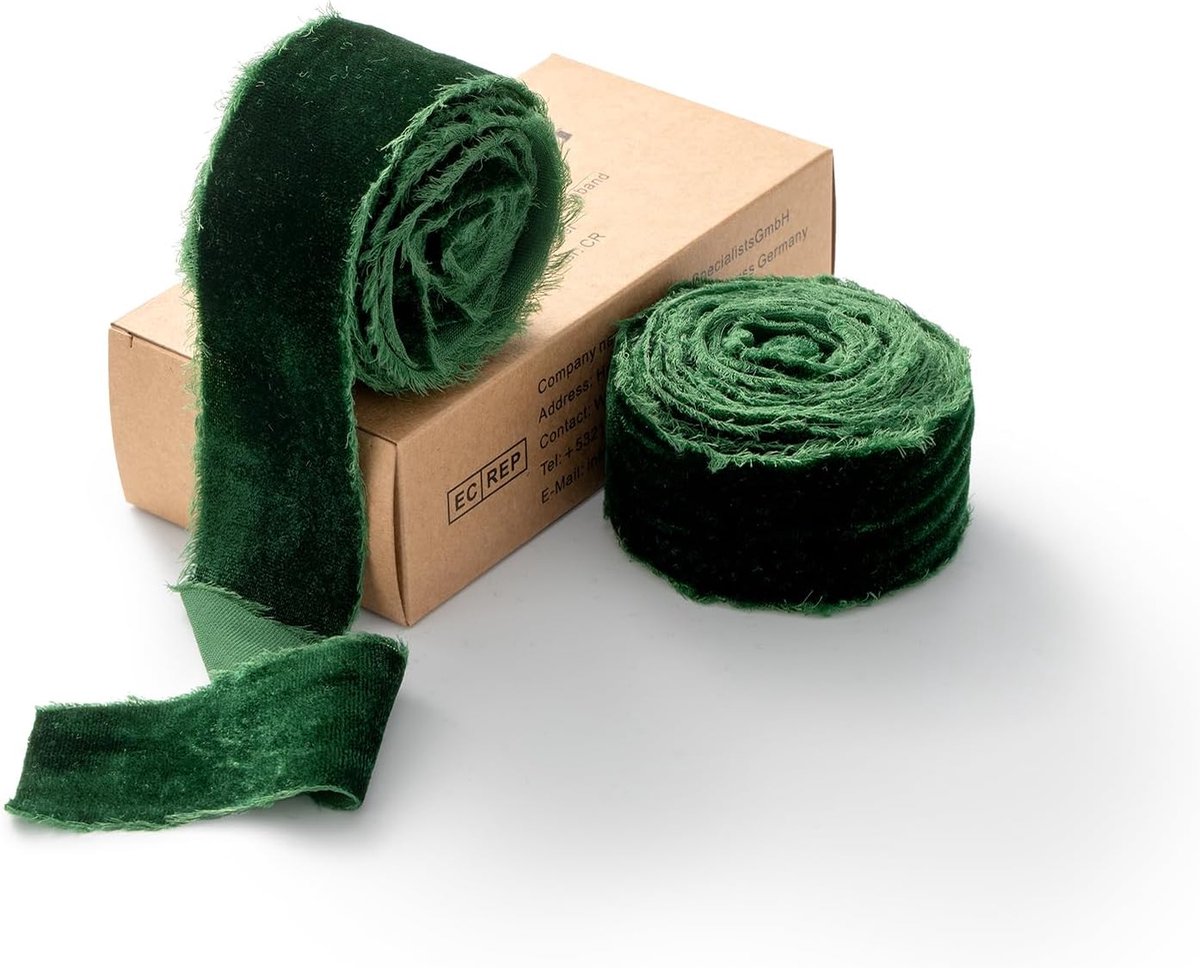 Fluwelen lint Donkergroen Cadeaulint Breed lint Bruiloft 2 rollen Decoratief lint Zijden lint voor haaraccessoires Kransdecoratie Strik 3,8 cm x 2,7 m