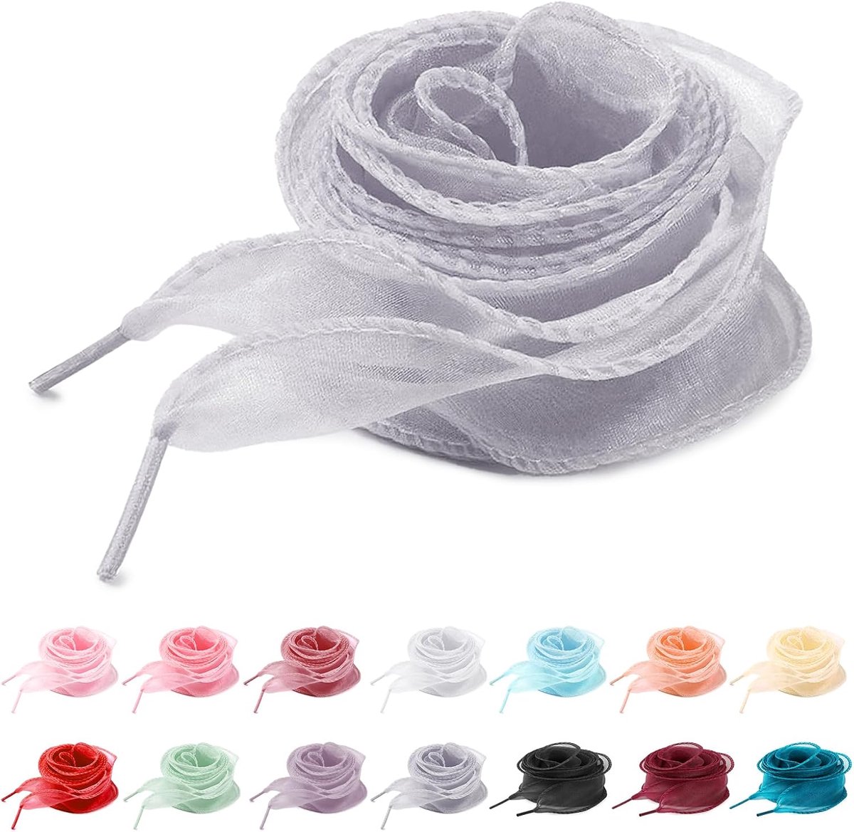 4cm Doorschijnende Chiffon Satijnen Schoenveters, Delicate Gaasachtige Lintveters voor Sneakers, Zachte Sneeuwwaren Organza Koorden