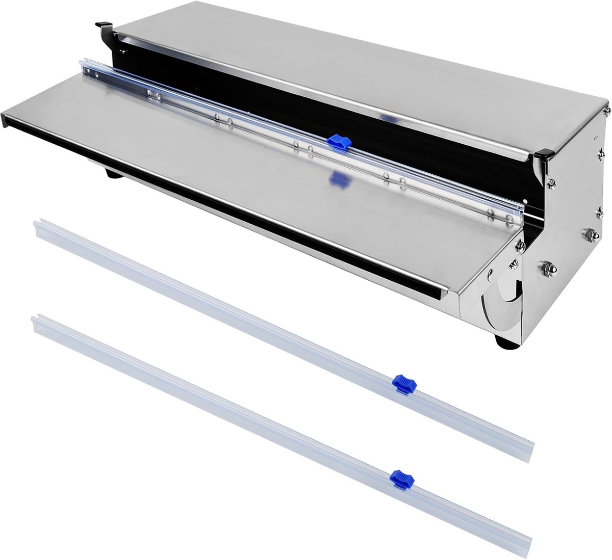 45 cm roestvrijstalen foliedispenser voor vershoudfolie en aluminiumfolie | hygiënisch stofdicht, opvouwbaar met 2 reservemesjes