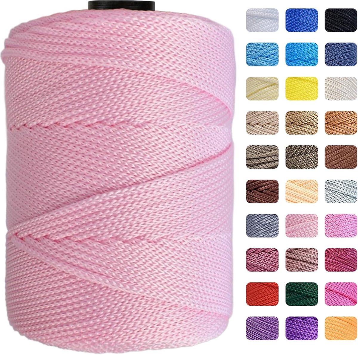 Macramé garen, 3 mm x 200 m, premium polyester garen, 1 verpakking (elk 230 g/200 m), 100% polypropyleen voor handwerk, woondecoratie, tapijten, handtassen, tassen, hangtassen, enz., met in