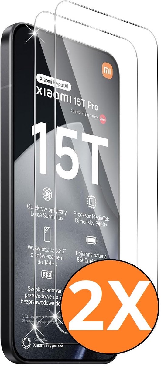 Screenprotector Geschikt voor Xiaomi 17T Pro / Xiaomi 15T/15T Pro Screenprotector - 2 Stuks Glas Gehard Xiaomi 15T/15T Pro Tempered Glass