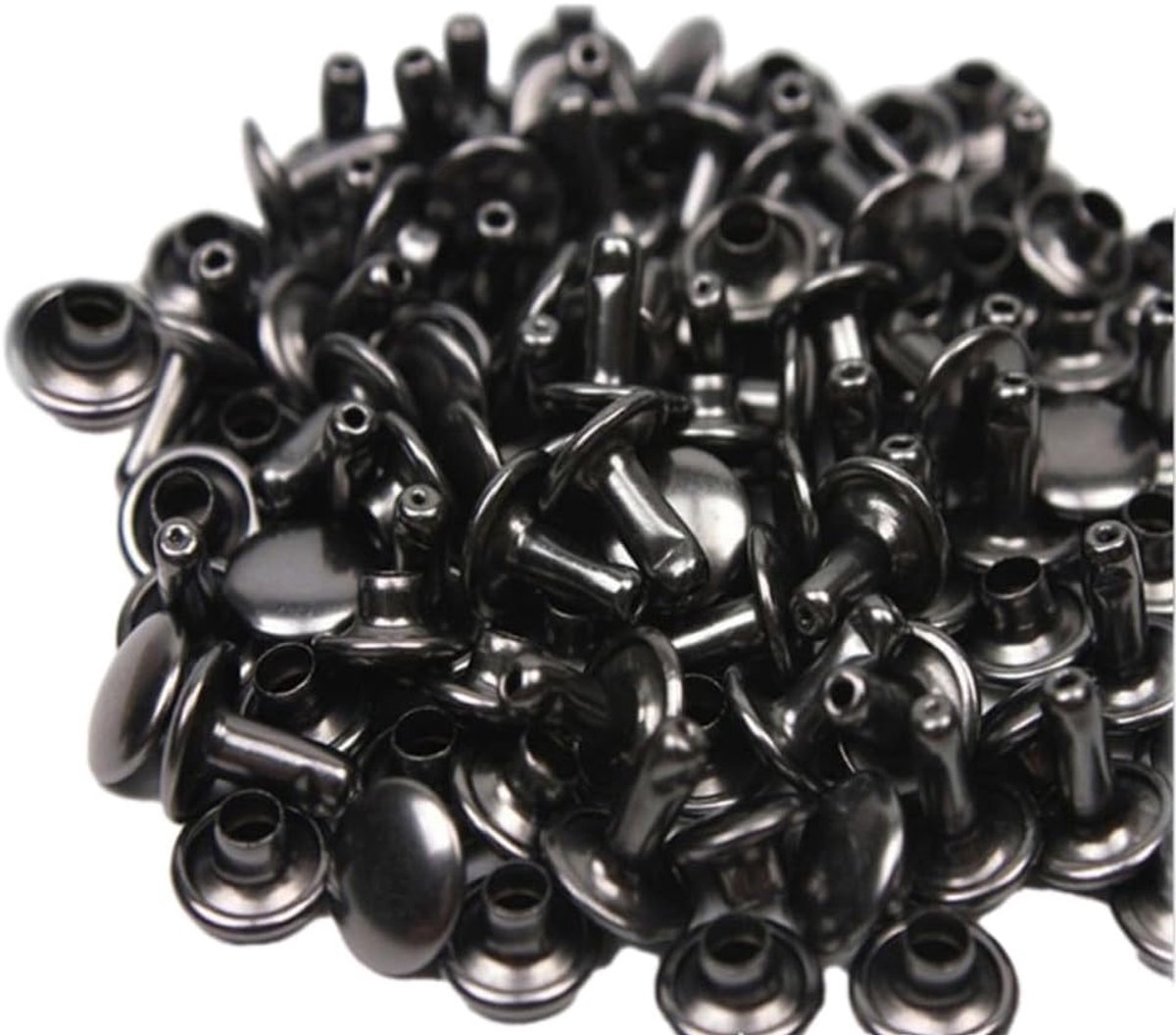 100 sets lederen klinknagels, holle klinknagels, dubbele kap, lederen klinknagels, platte klinknagels, ronde dubbelzijdige klinknagels voor doe-het-zelf handwerk, accessoires, portemonnee, riem,