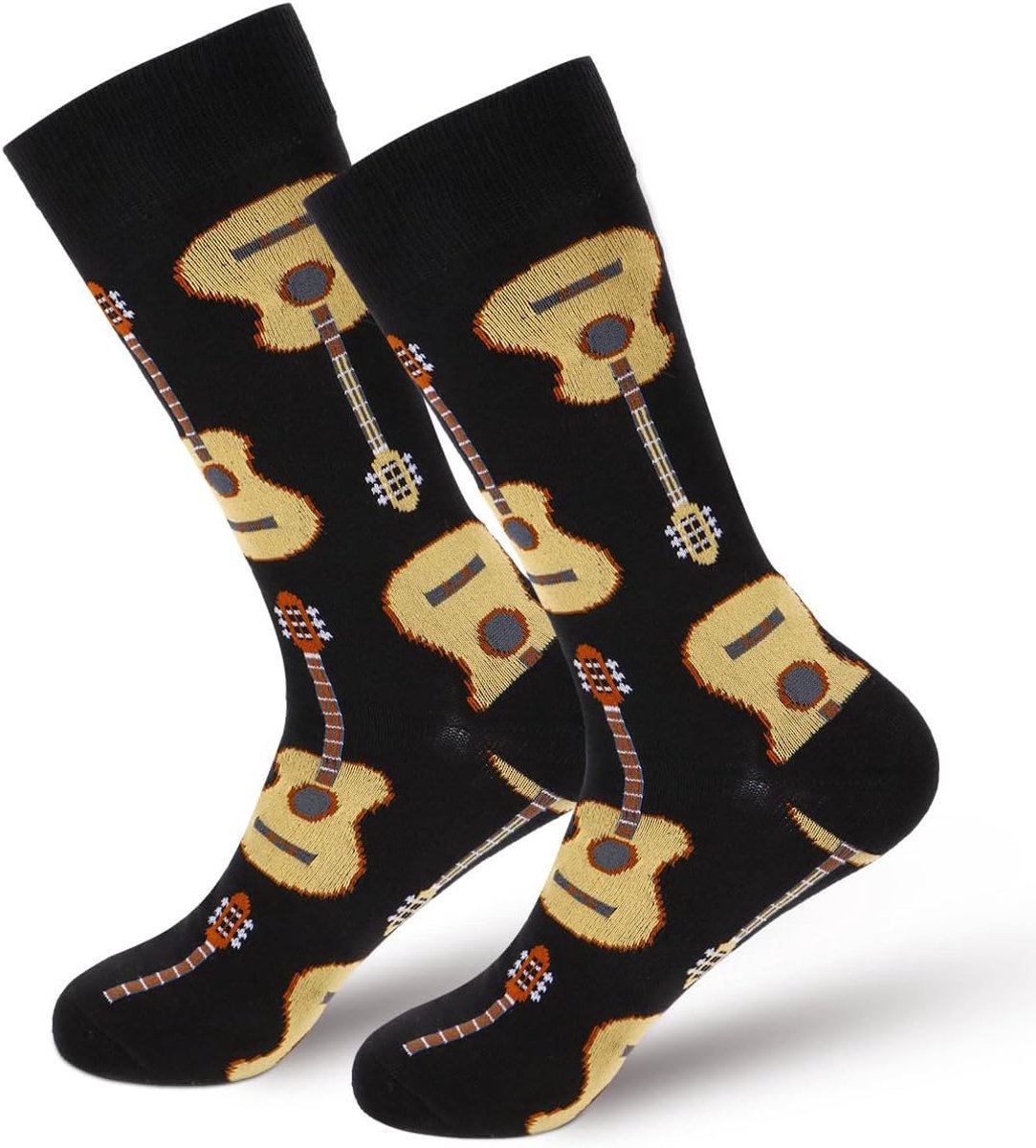 Gitaarsokken voor muzikantengeschenken - gitaaraccessoires, gitaargeschenken, sokken muziek, grappige cadeaus voor gitaars/muzikanten, ijzerhoudend, 17-25