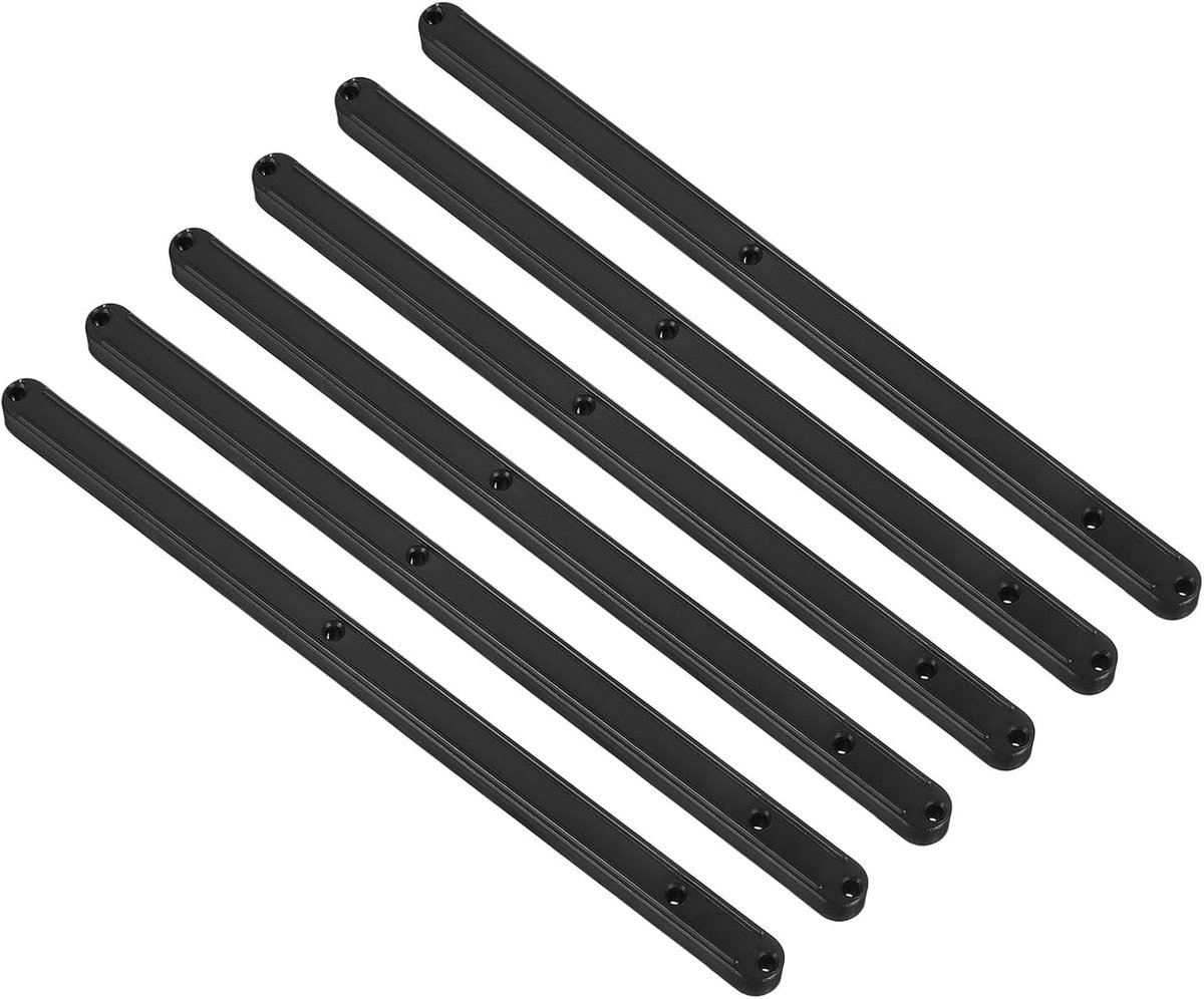 Glijrails voor laden, 6 stuks, 300 mm, kunststof glijrails voor laden, kasten, salontafels, nachtkastjes (zwart)