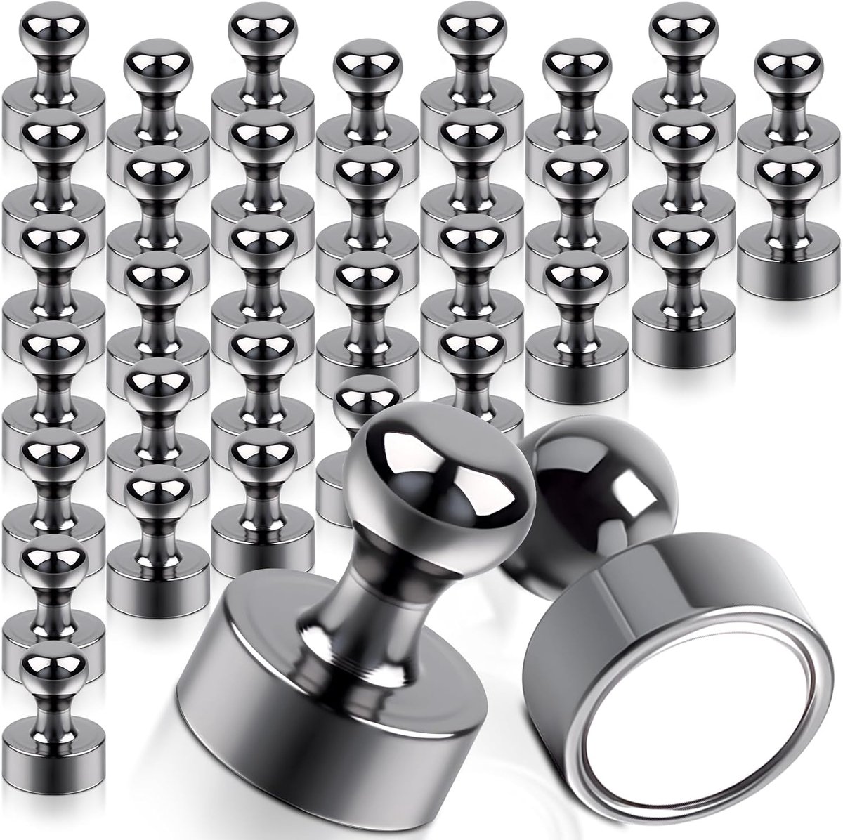 Magneten, extra sterk, mini-magneten, 12 x 16 mm, magneet voor magneetbord, sterke magneten voor koelkast, steekbord, prikbord, whiteboard, glanzend, zwart, 35 stuks