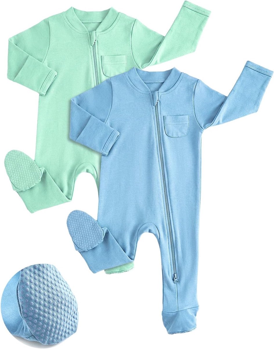 Katoenen babypyjama, set van 2 stuks, lange mouwen, pasgeborenen