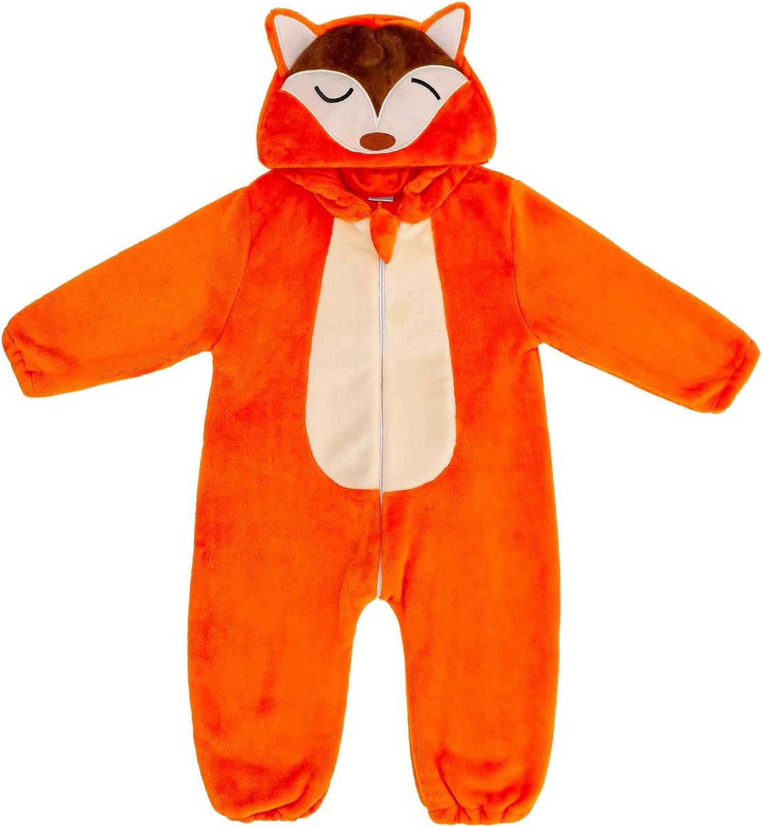 NANU Babyrompertje, uniseks, met ritssluiting en capuchon, flanel, voor herfst en winter