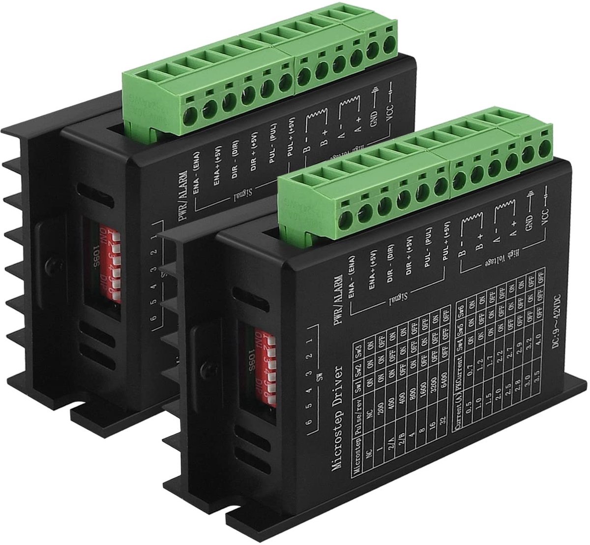 stappenmotordriver TB6600 4A 9-42V 32 segmenten Nema 17/23/34, geschikt 42/57/86 type 2/4 fasen stappenmotor, hybride stappenmotor drivers voor 3D-printers, 2 stuks