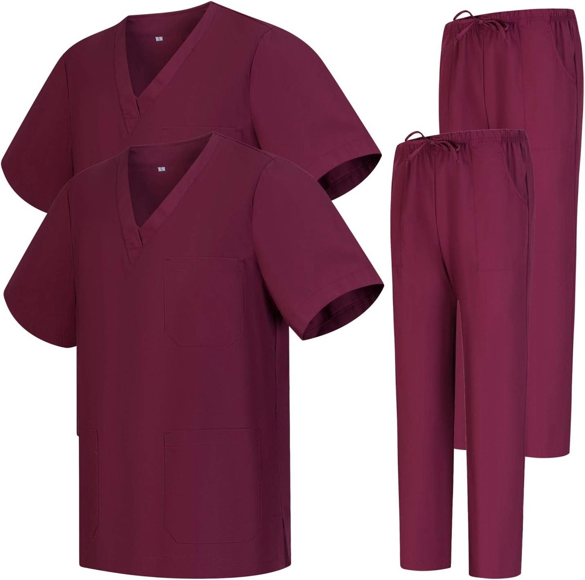 Uniform Scrub Set Unisex Bz-2-6801-6802, Set van 2, Rood, Maat S