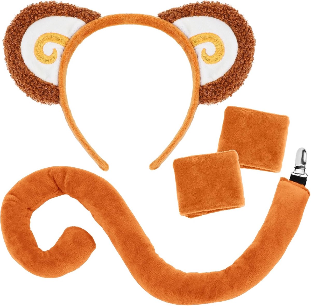 Kostuumset, apenoren en staart, set met hoofdband en aapstaart voor dierenkostuum, cosplay, verjaardagsfeest, Halloween, fancy dress, party, B