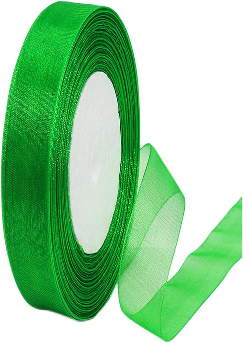 45 m organza lint groen 15 mm breed Chiffo cadeaulint, transparante organza linten chiffonlint decoratief lint geschenkverpakking decoratief lint tule band voor Kerstmis bruiloft doop verjaardag
