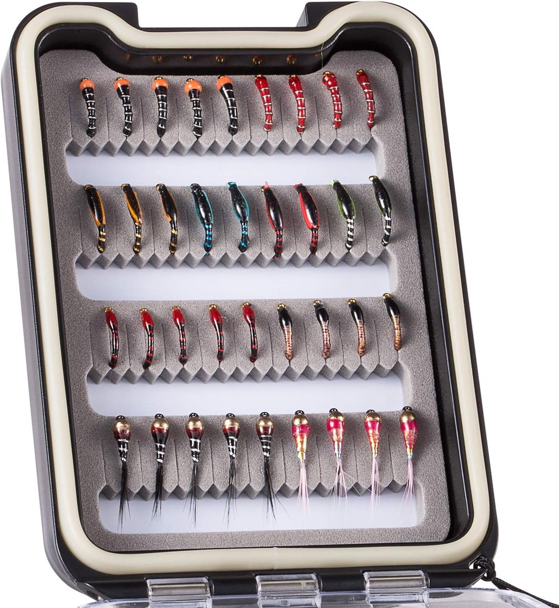 vliegvissen-kit, assortiment met vliegendoos, 36/64/72/80/96 stuks met droge/natte vliegen, nimfen, streamers