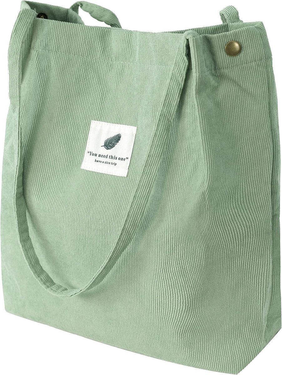 Schoudertas van geribbeld fluweel, Bag-15 mintgroen, X-Large