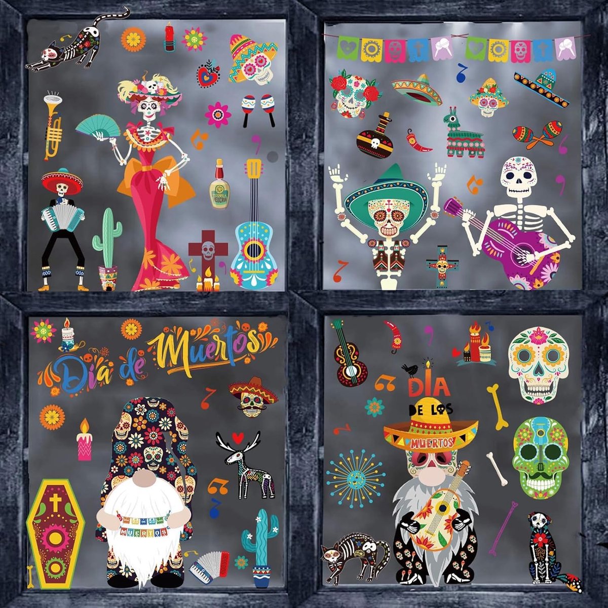 Raamstickers, 9 vellen Halloween raamdecoratie, PVC Halloween decoraties venster, schattige Halloween decoraties raamstickers, statische zelfklevende Halloween stickers
