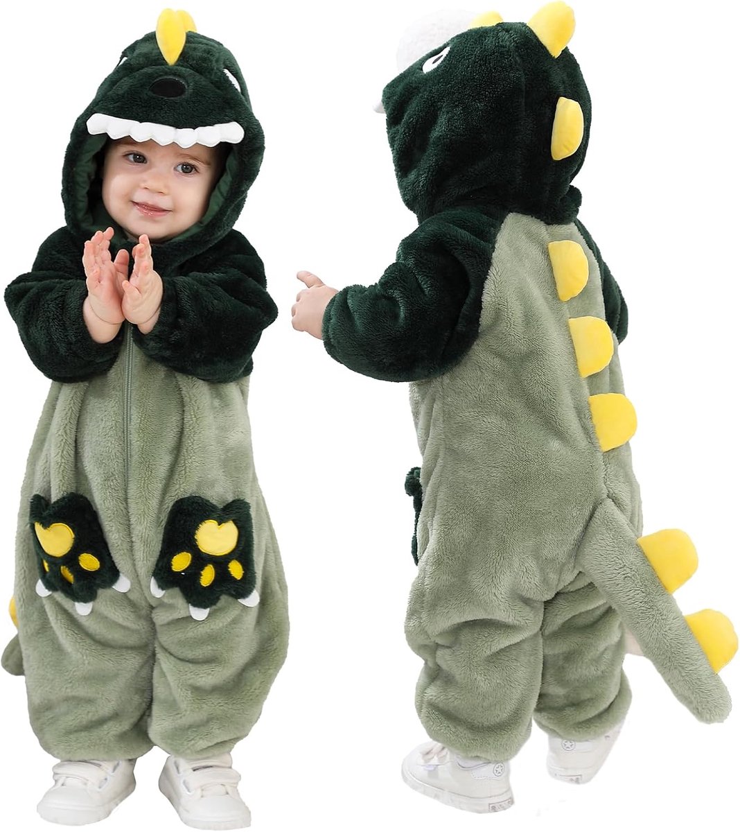 Unisex dinosaurus vlieger babykostuum eendelig pluche met capuchon voor peuters