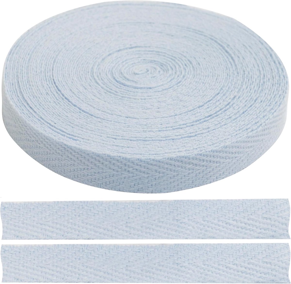 - C77597 - twill lint met visgraatpatroon, 9 meter x 10 mm - katoen - kleur lichtblauw