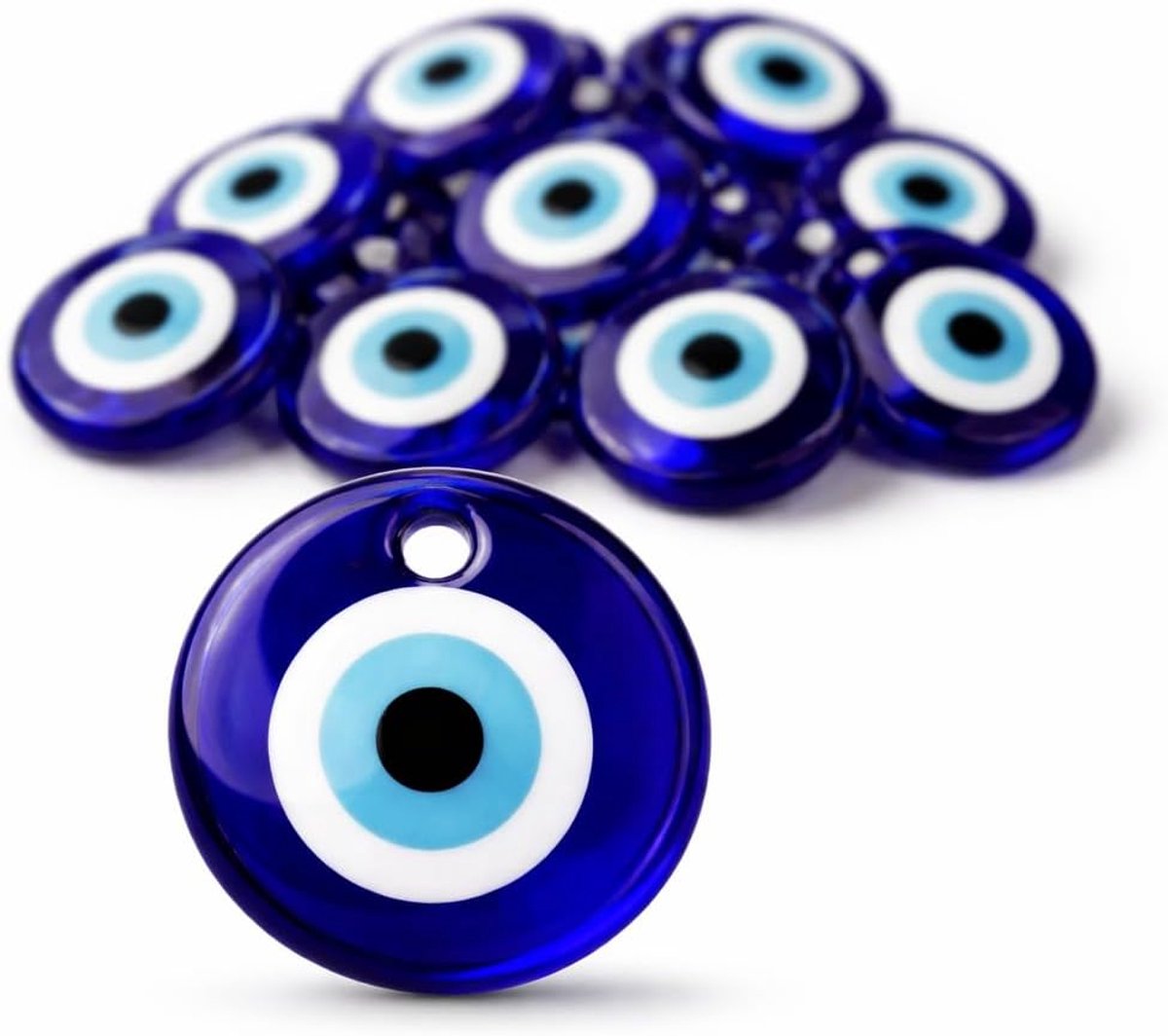10 stuks Nazar Boncuk Boncugu 2,5/3/4/5 cm blauw oog, boze oog, Turkse geluksbrenger, gastgeschenken, glazen parels, decoratie, amulet hanger, wanddecoratie (10, 3 cm)