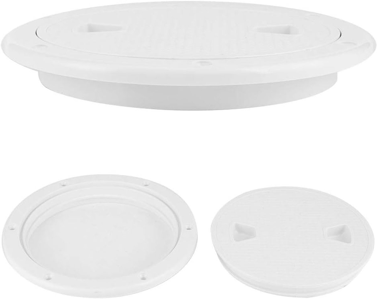 Inspectieluik voor Boten, Rond Inspectieluik, Auto-sneeuwploeghulpstukken, 6 Inch ABS-dekplaat Witte Ronde Anti-uv-corrosie Resterende Bootinspectieluikdeksel Marine-onderdelen