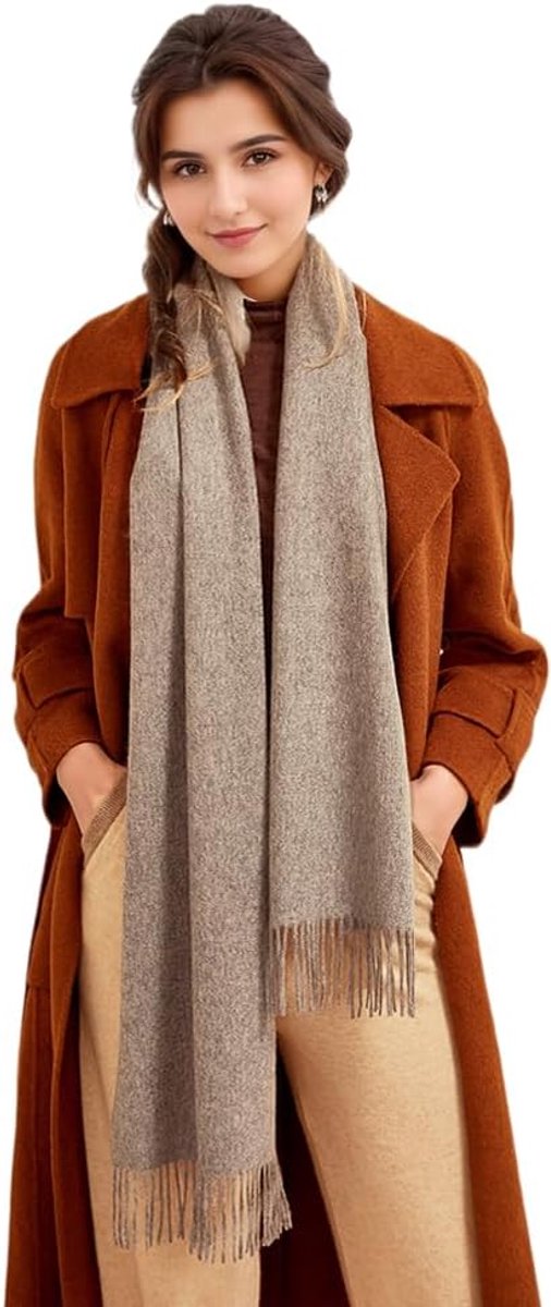unisex kasjmier Cashmere sjaal in één kleur met franjes