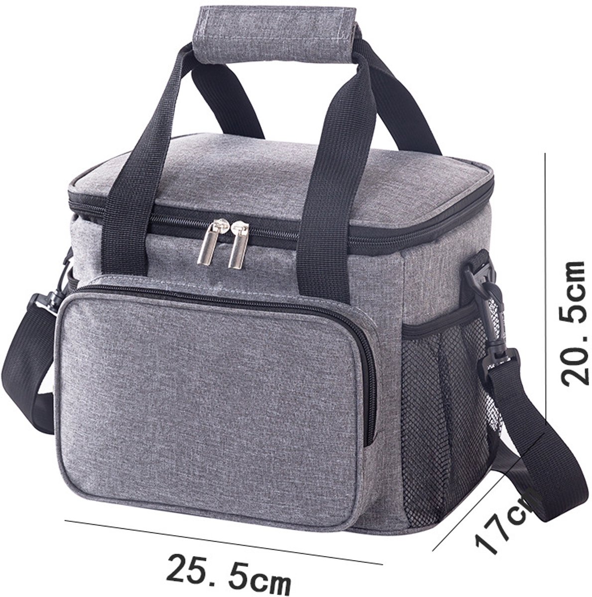 Draagbare geïsoleerde koeltas – unisex geïsoleerde opvouwbare lunchtas – waterdichte geïsoleerde schoudertas, geschikt voor eten, bier, werk, strand en reizen – grijs, 10 liter