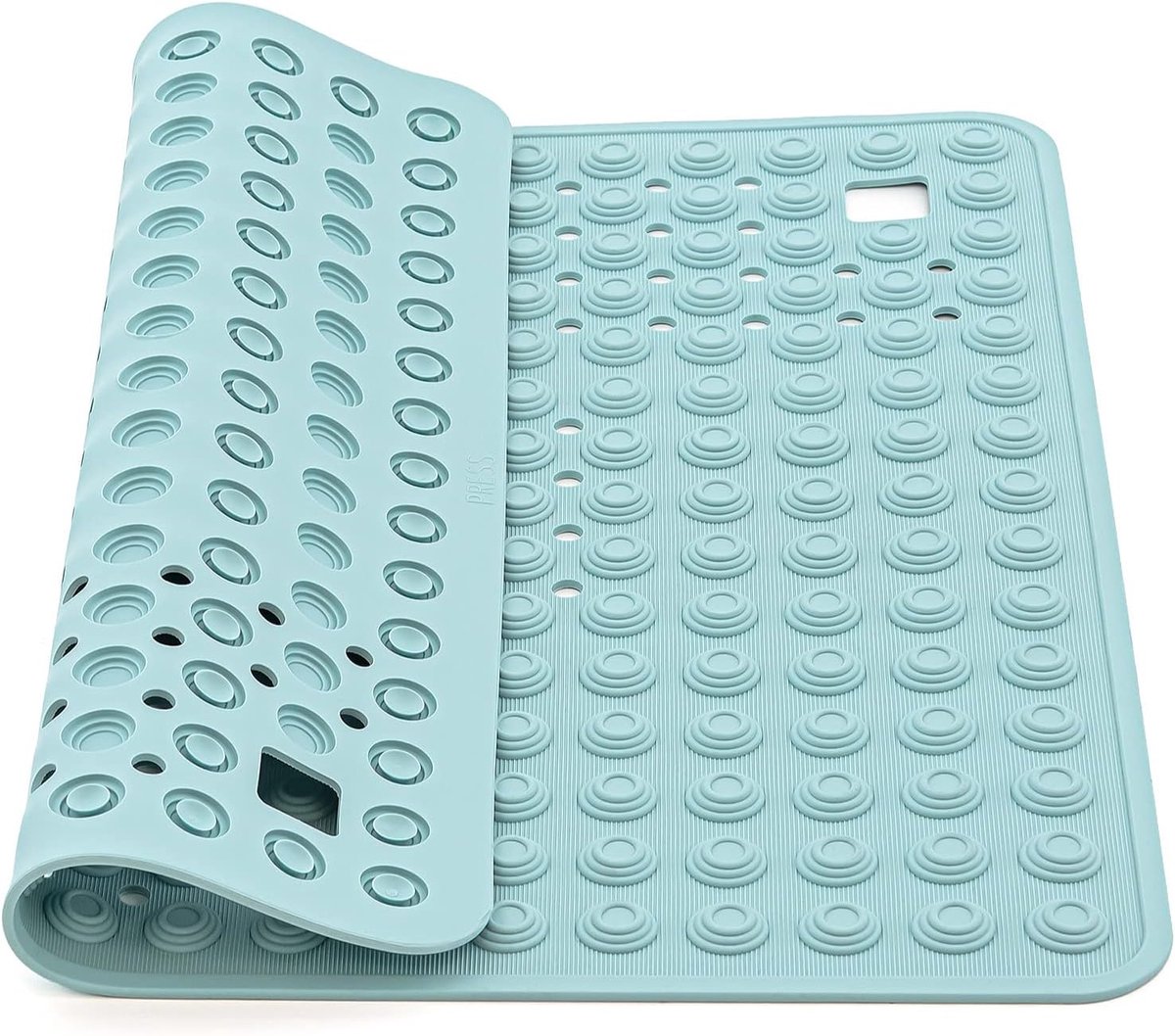 Detail antislip douchemat, rubberen badmat met 134 grijpende zuignappen, perfect voor ouderen en kinderen, wasbaar in de machine, blauw, gemaakt in Italië, 60x60 cm