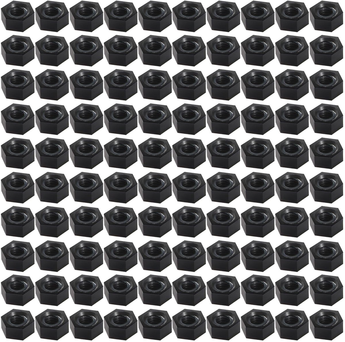 100 Stuks M3 Metrische Draad Zeskantbevestiging, Nylon Zeskantmoeren, Kunststof Zeskantmoer, Zwart