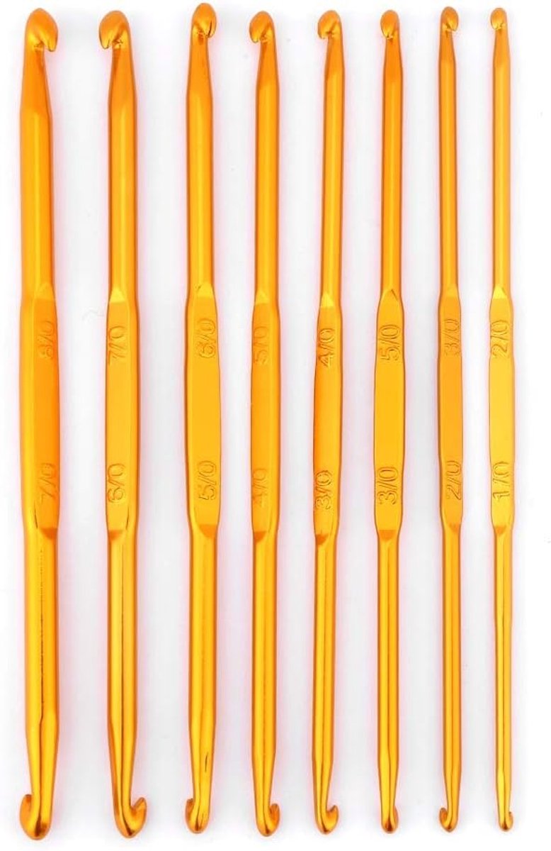 Haaknaalden - Dubbele End Haak Aluminium Dubbele Haak Breinaald Set Weave Craft 8 Stks(Gouden)