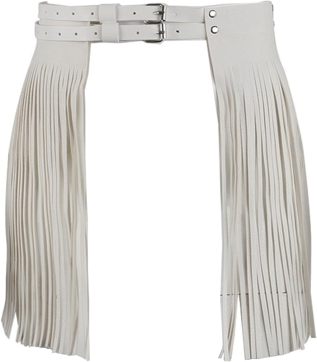 Kunstlederen band voor dames, franjes, kwastjes, rok, hippie, boho, hoge taille, verstelbare dubbele tailleriem, rok, clubwear