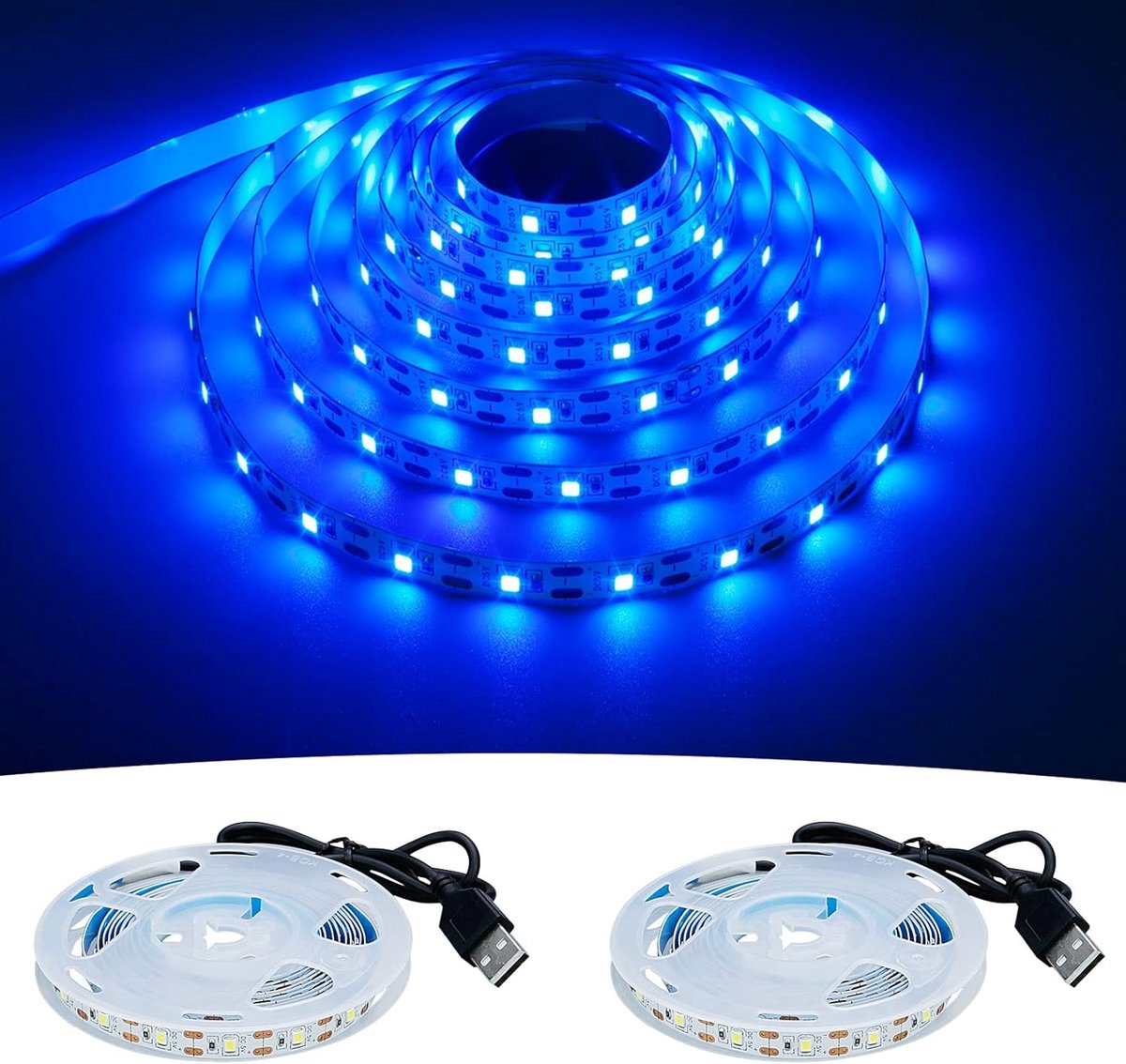 5V USB LED Strip Blauw 460-465nm USB-voeding 4M(2X2M) 240LED Flexibel IP20 Niet Waterdicht SMD2835 LED Tape Zelfklevend voor DIY Home Decor