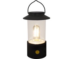 50125 - LED camping lantaarn in zwart, op batterijen en snoerloos, lamp voor binnen en buiten, dimbaar, ca. 19 cm, draagbaar licht