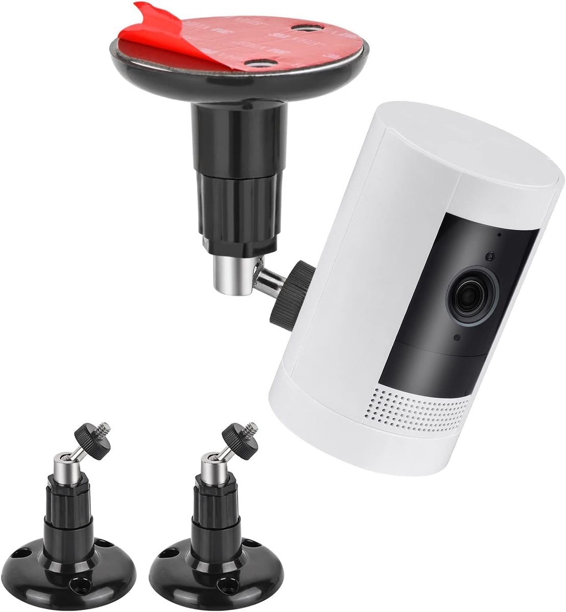 2 stuks zelfklevende camerahouder, wandhouder zonder boren, 360 graden ringcamera, montagehouder, stick-up houder, verstelbaar, schroefloos, voor ringbewakingscamera, zwart