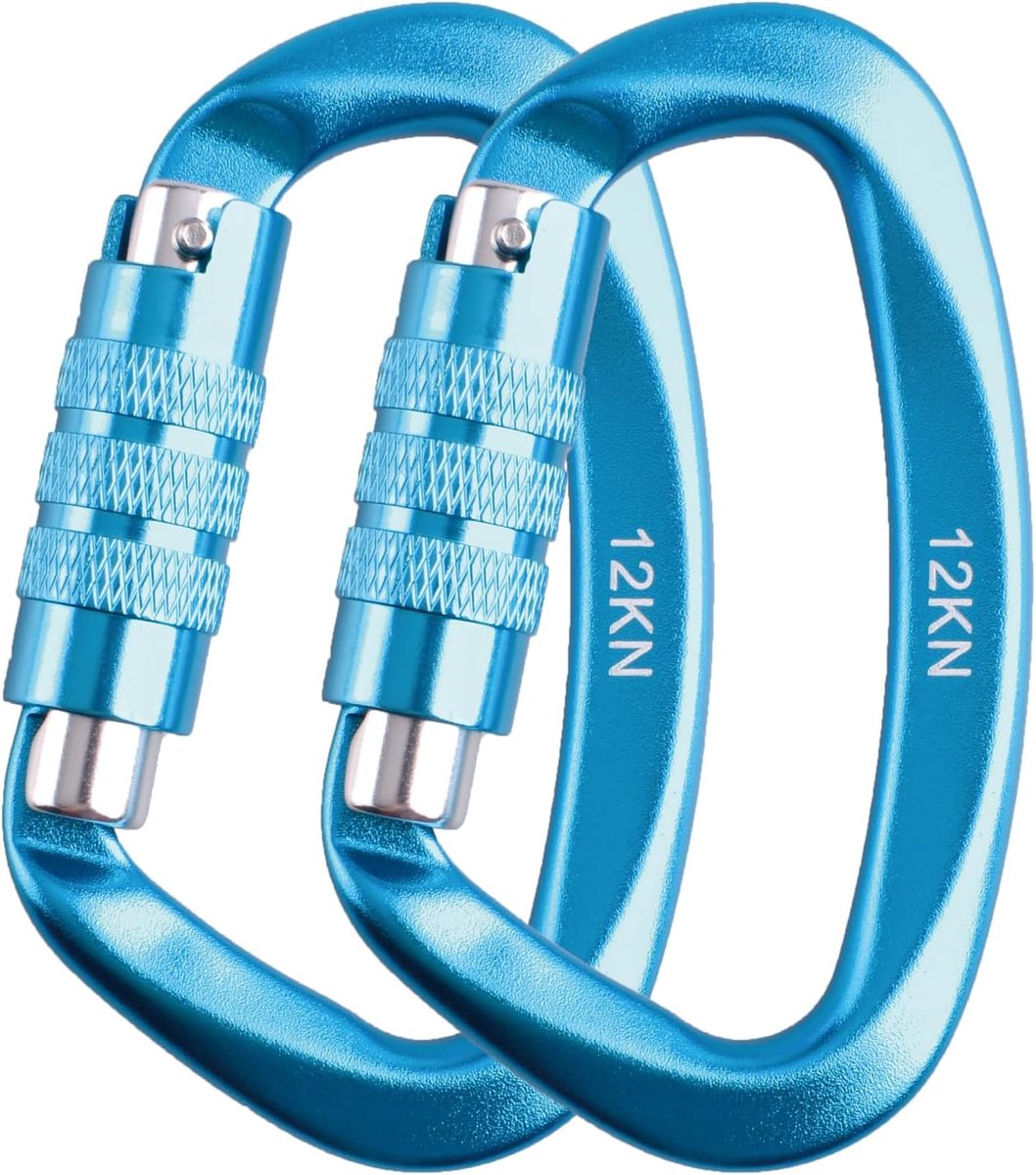 Karabijnhaak met automatische vergrendeling van aluminiumlegering, 12 KN, voor hangmat, camping, wandelen