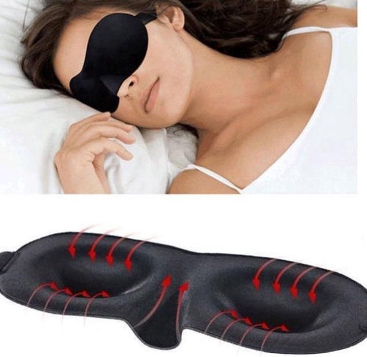 Slaapmaker - Deluxe - Slapen - 3D - Oogmasker - Volwassenen - Zwart