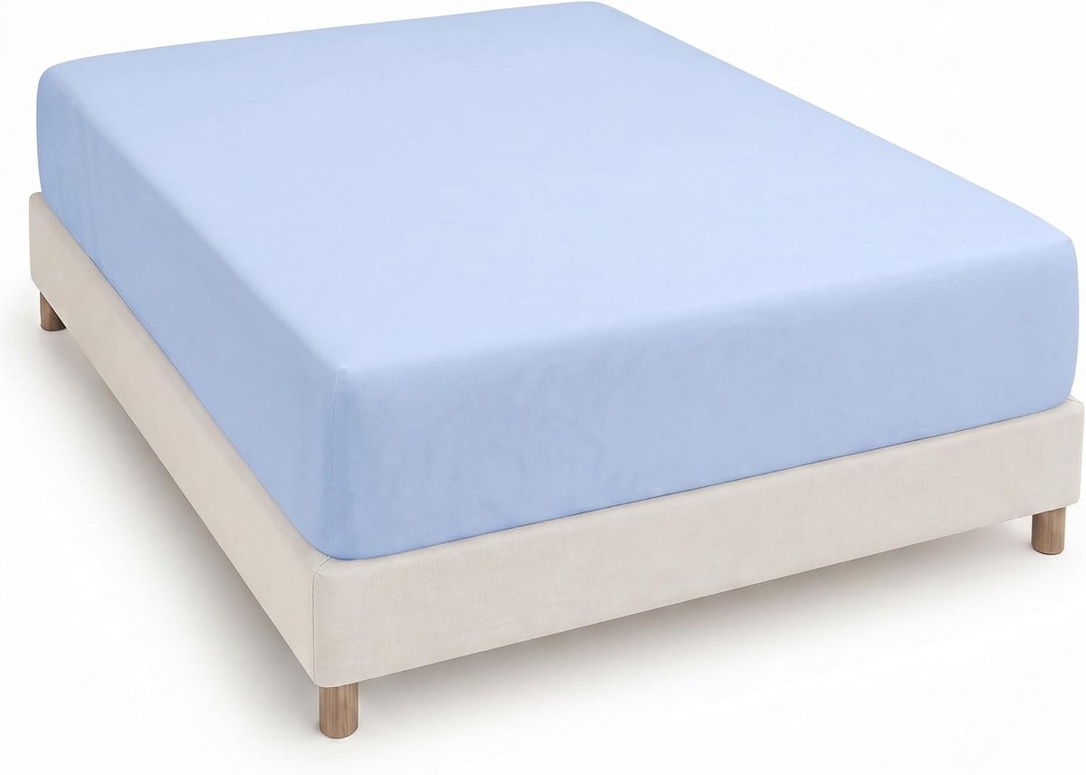 home Collection Hoeslaken, 160 x 190 x 33 cm, microvezel, geborsteld polyester, hemelsblauw