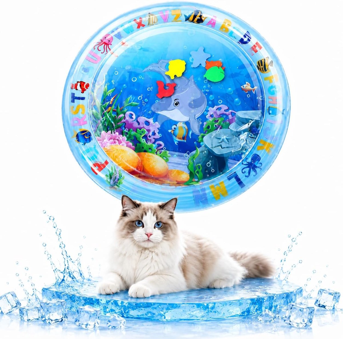 Kattenwatermat 65 cm - Interactieve Water Speelmat en Koelmat Voor Katten en Kleine Honden - Watersensor mat voor katten en honden - Zomerkoelmat Voor Huisdieren