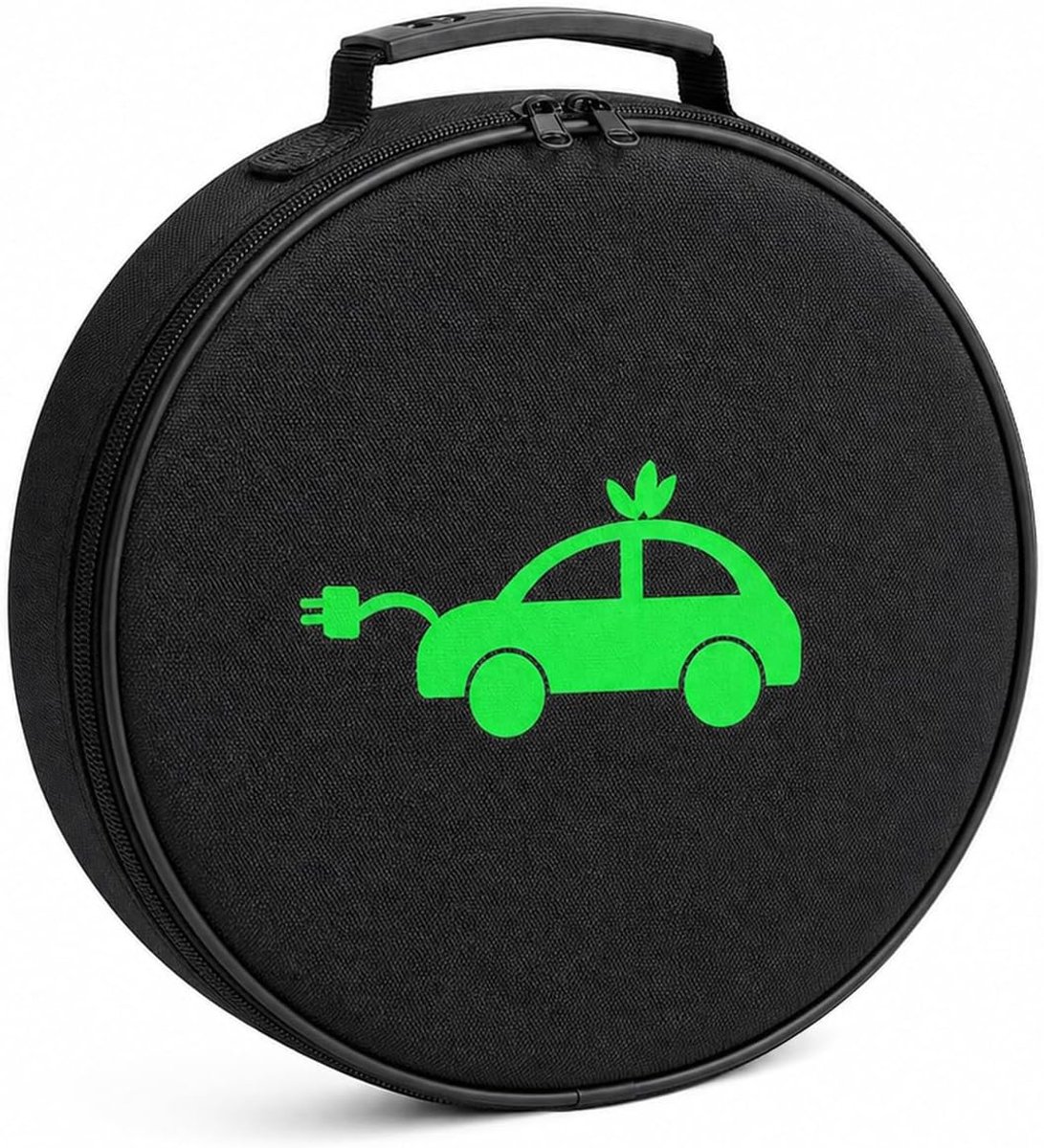 KZQ Opbergtas voor laadkabels van elektrische voertuigen - Grote capaciteit - Dubbele laag - Antislip 600D Oxford-stof - Met fluorescerende markeringen - Universele opbergtas voor in de kofferbak - 37x37x12 cm - Rond