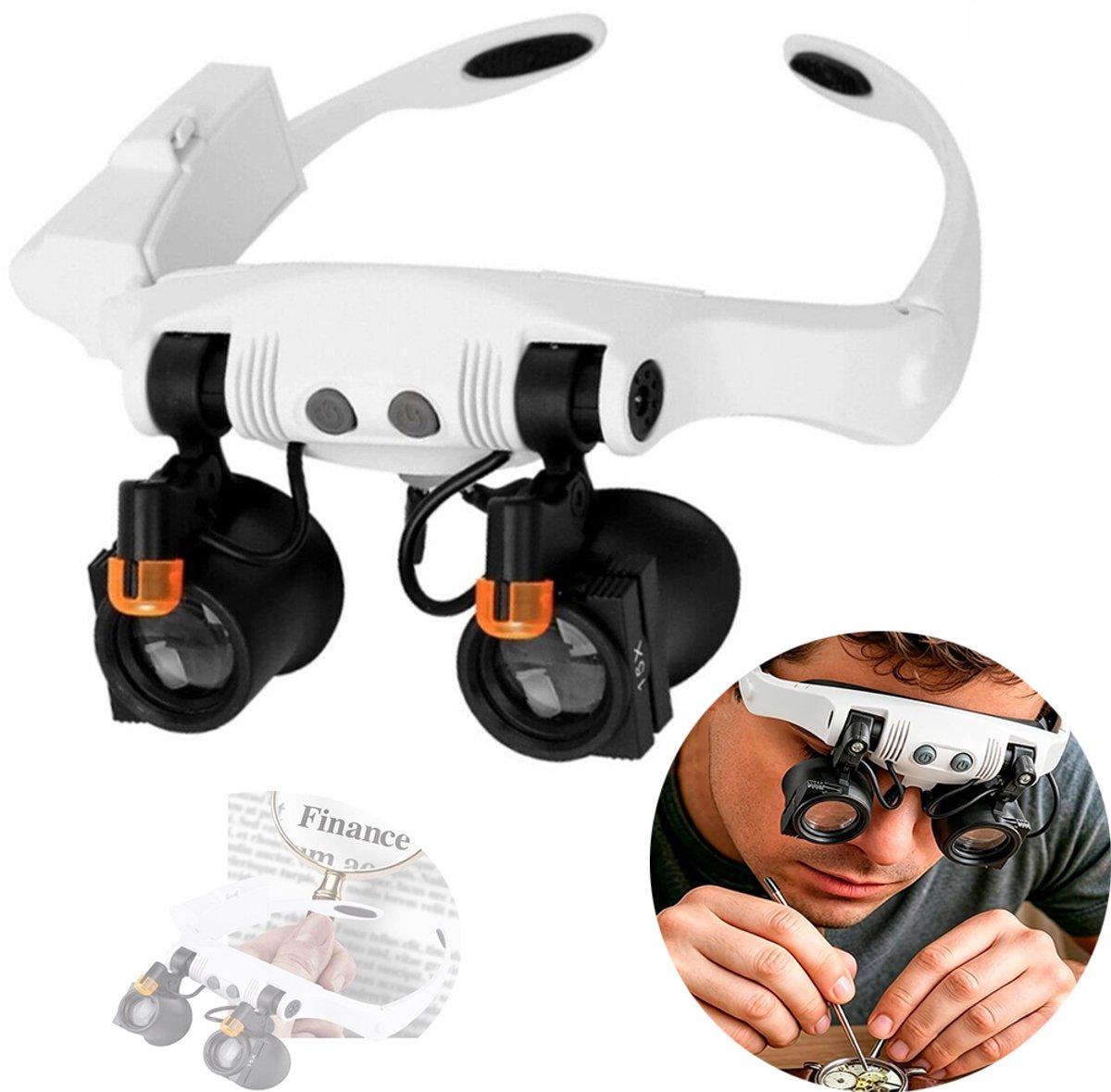 Hoofdvergrootglas, Vergrootglas Met Hoofdband en Vizier, Multifunctionele Led-Vergrootglas
