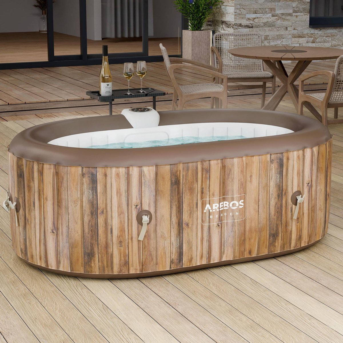 Bol.com AREBOS Bubbelbad Voor 2 personen - Hottub - met accessoires - 190x120cm aanbieding